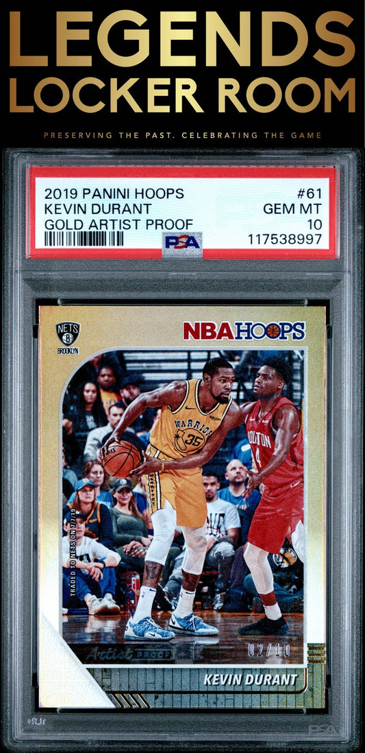 2019 Panini Hoops #61 Kevin Durant Gold Artist Proof 02/10 PSA 10