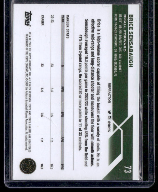 2023-24 Topps Chrome #73 Brice Sensabaugh Refractors