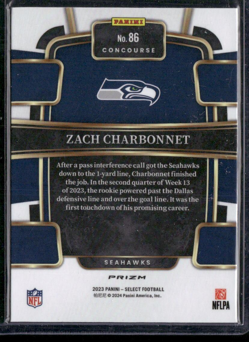 2023 Panini Select #86 Zach Charbonnet Silver Prizms