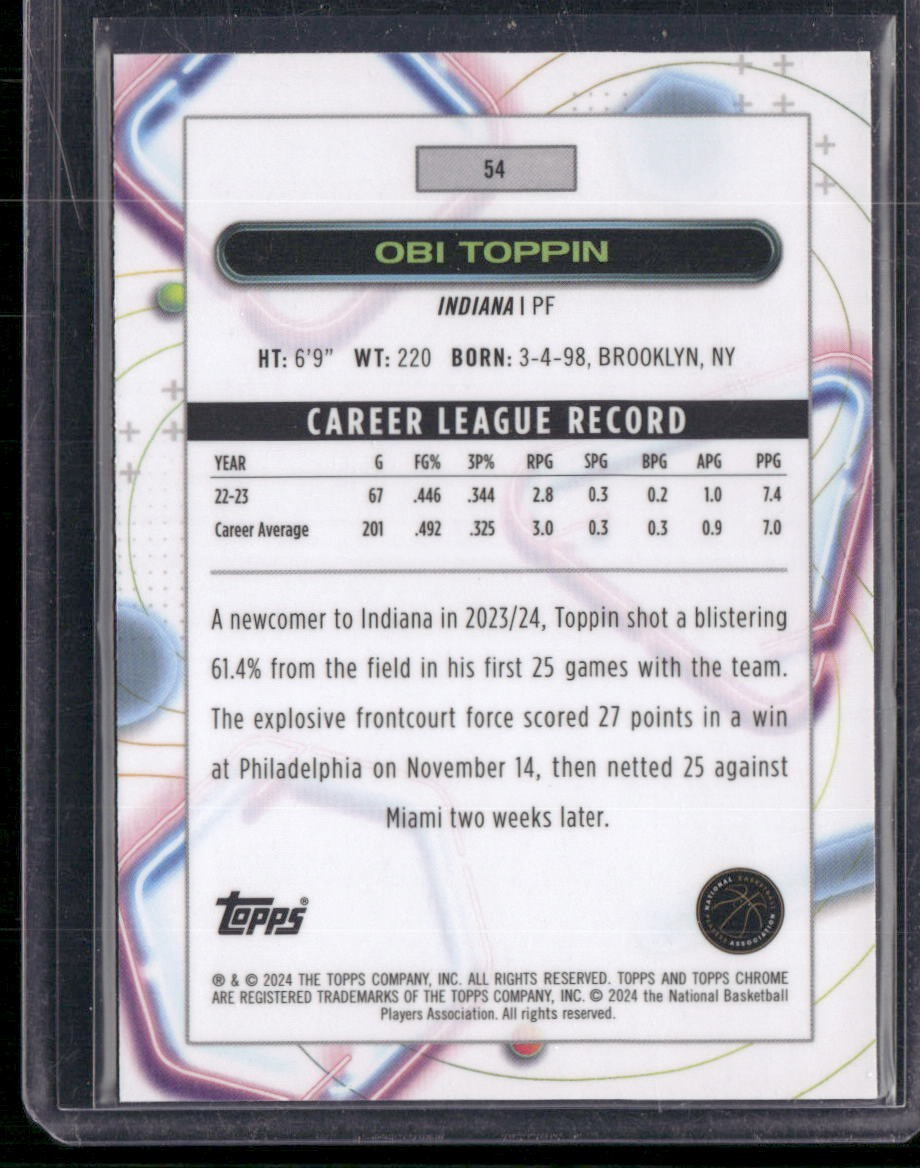 2023-24 Topps Chrome Cosmic #54 Obi Toppin Blue Moon Refractors #/99