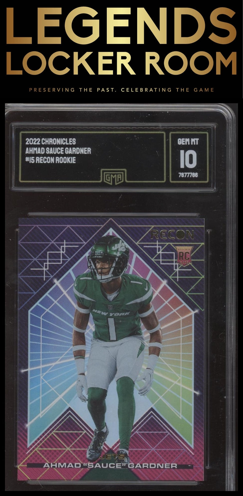 2022 Panini Chronicles #REC-15 Ahmad "Sauce" Gardner Recon GMA 10
