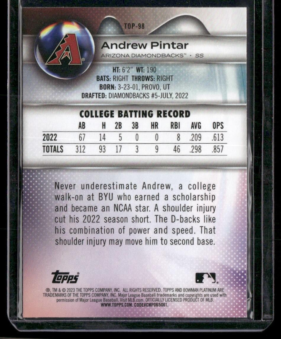 2023 Bowman Platinum #TOP-98 Andrew Pintar Top Prospects
