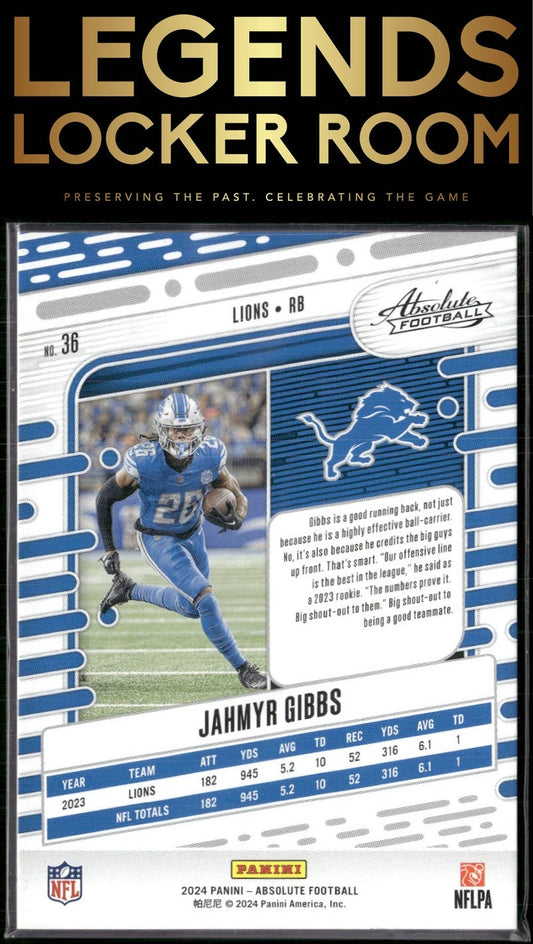 2024 Panini Absolute #36 Jahmyr Gibbs