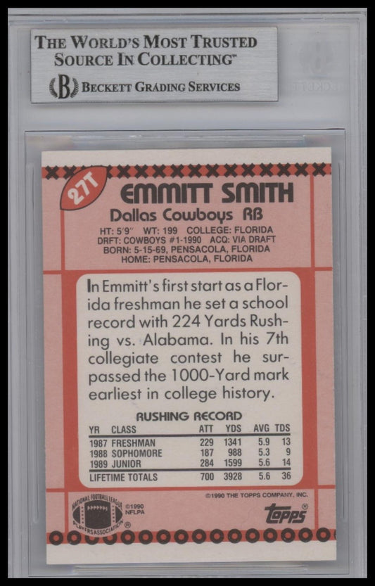 1990 Topps Traded #27T Emmitt Smith RC BGS Authentic
