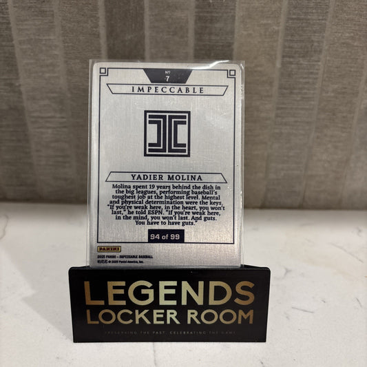 2025 Panini Impeccable Yadier Molina Stainless Stars Metal Card 94/99 Cardinals