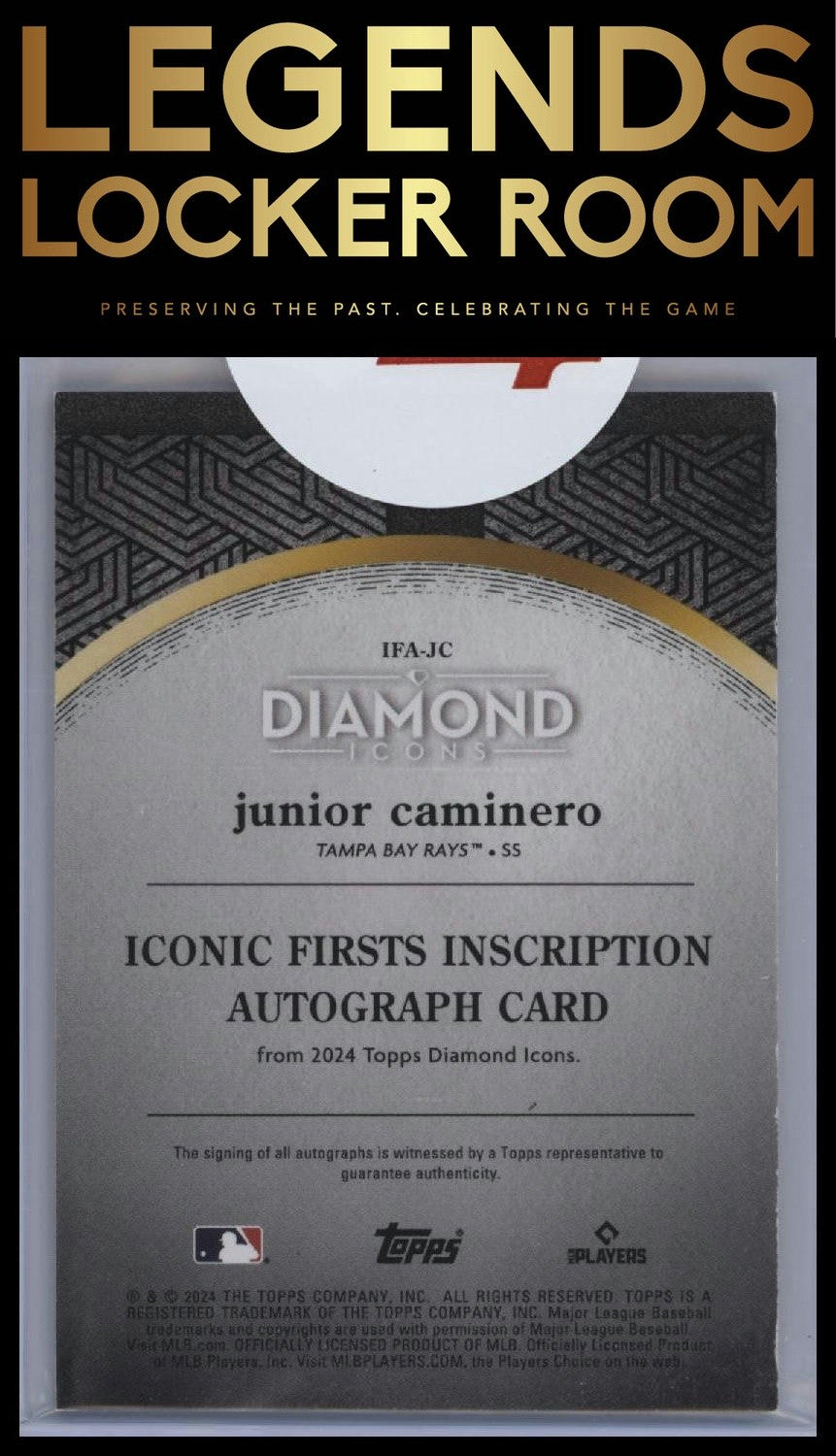 2024 Topps Diamond Icons Junior Caminero Iconic Firsts Inscription Auto