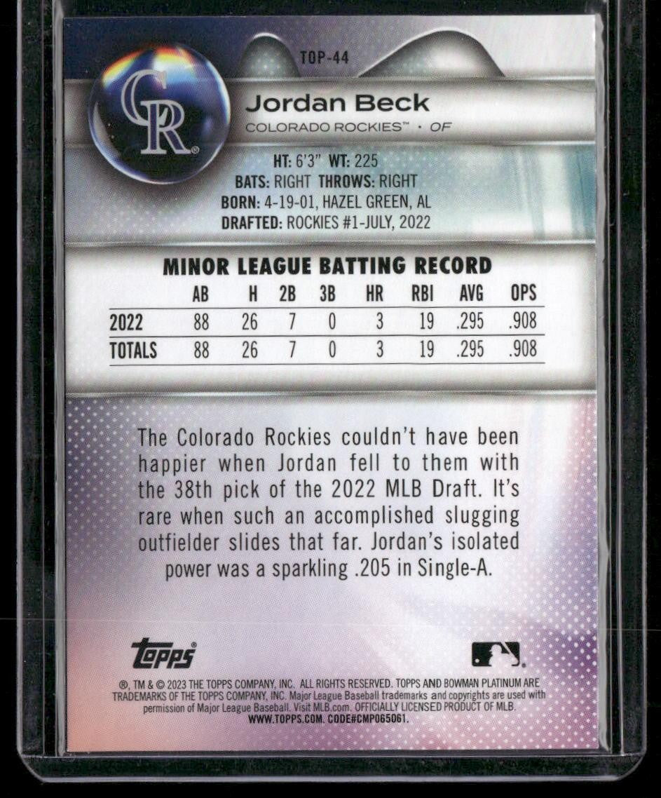 2023 Bowman Platinum #TOP-44 Jordan Beck Top Prospects
