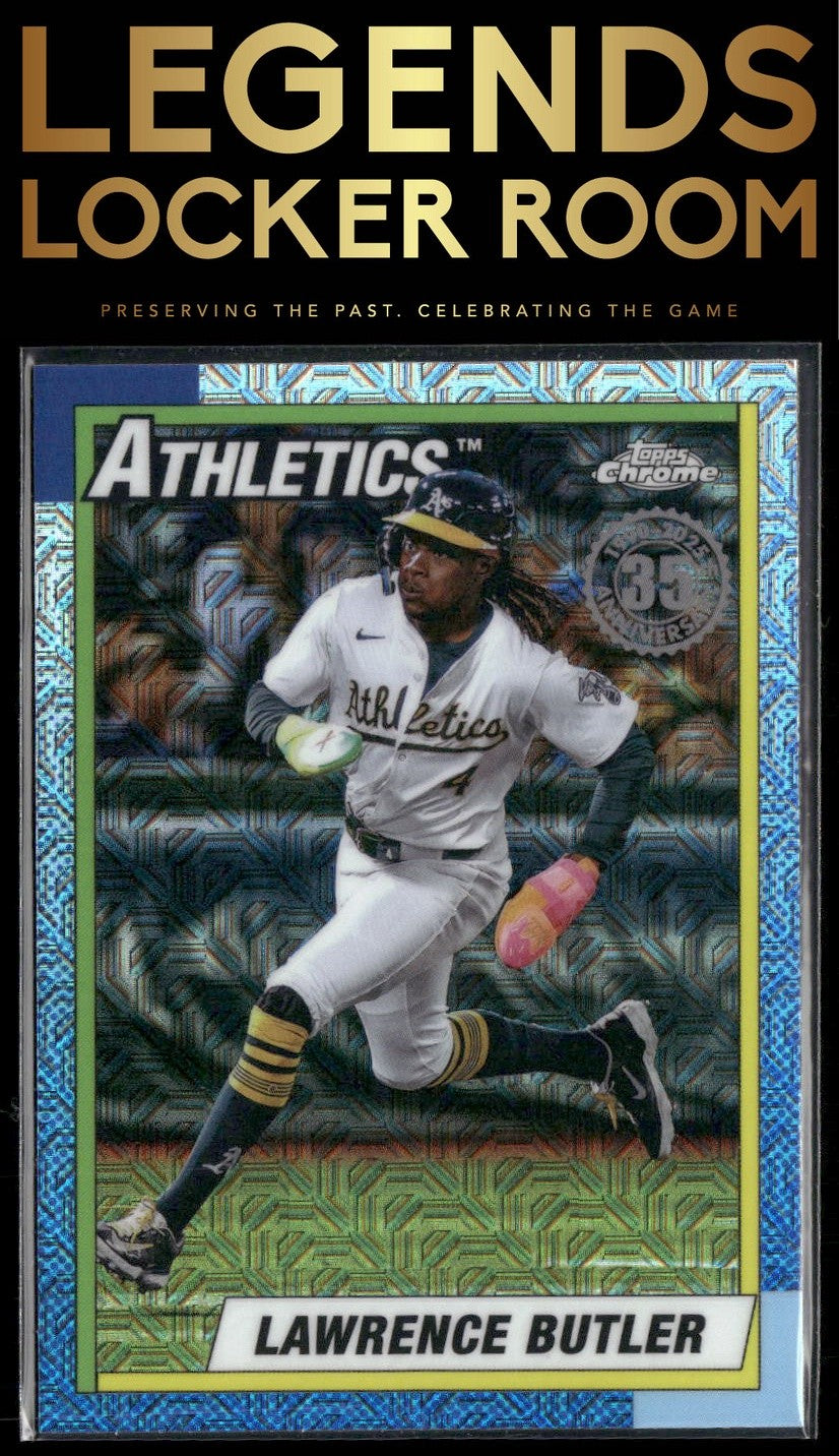 2025 Topps Lawrence Butler 1990 Topps Baseball 35th Anniversary Chrome Mojo