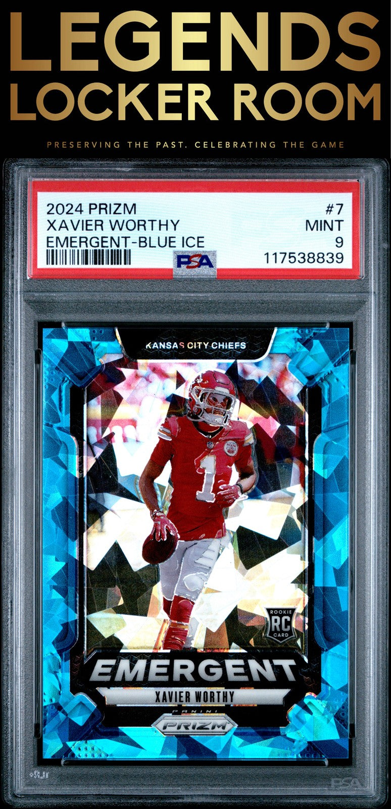 2024 Panini Prizm Emergent #7 Xavier Worthy Emergent-Blue Ice PSA 9