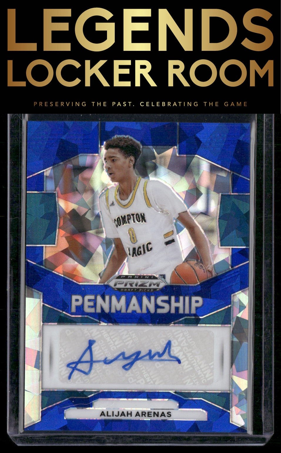 2024 Panini Prizm Draft Picks Alijah Arenas Penmanship Prizms Blue Ice #/75
