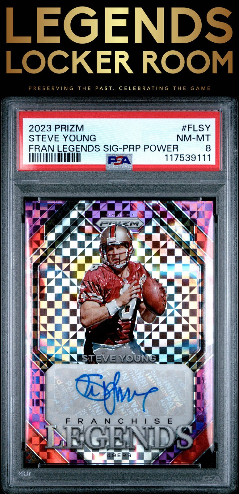 2023 Panini Prizm Franchise Legends Signatures Steve Young /49 PSA 8