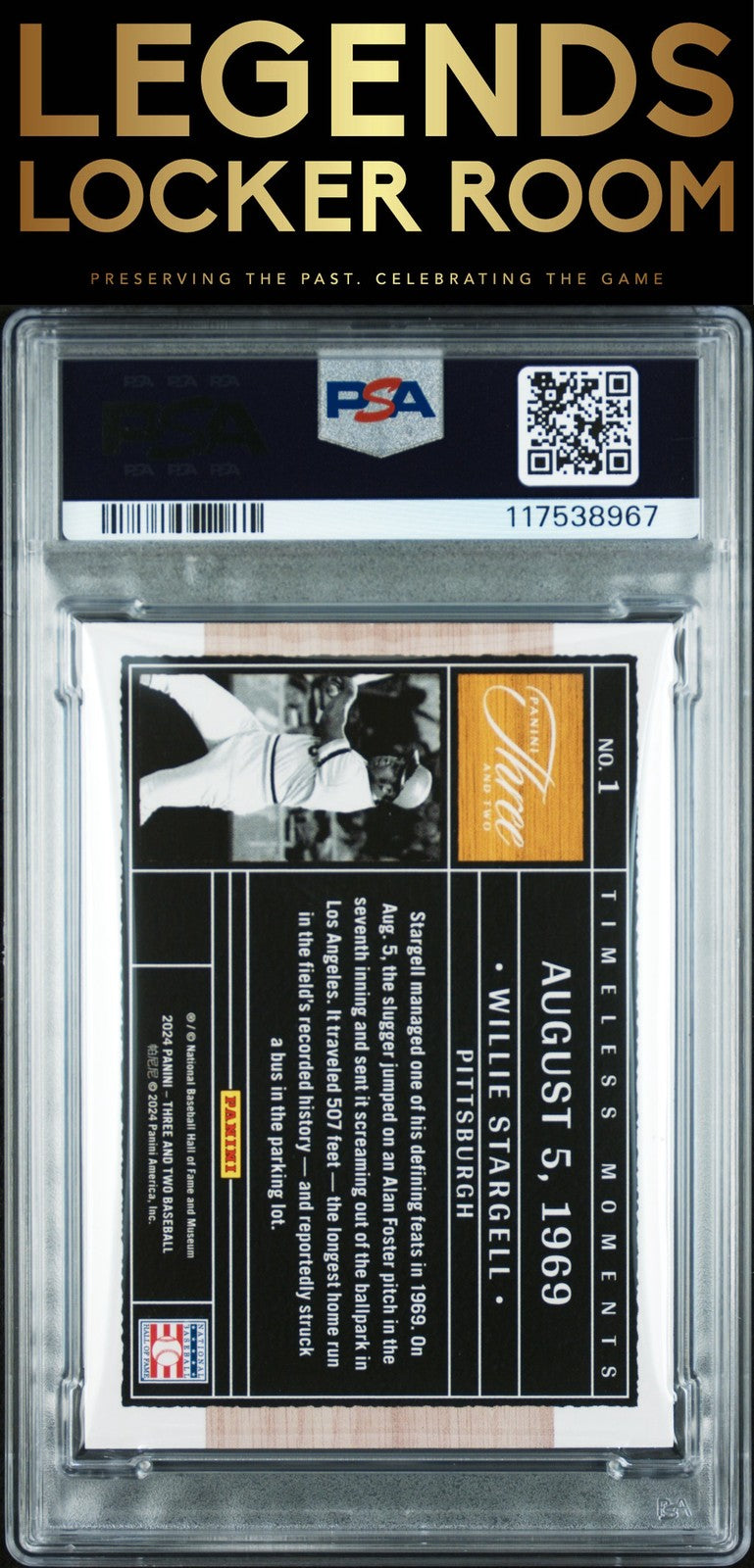 2024 Panini Three And Two Timeless Willie Stargell Emerald /5 PSA 9