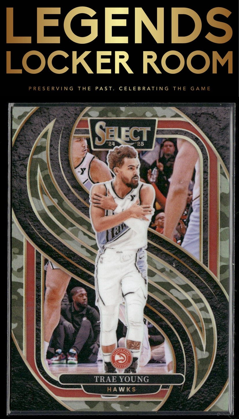 2024-25 Panini Select #123 Trae Young Green Camo Prizm #/125