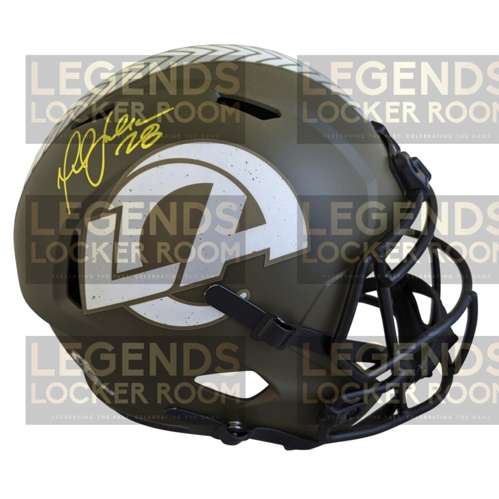 Marshall Faulk Signed Los Angeles Rams Salute to Service Alt Speed Replica