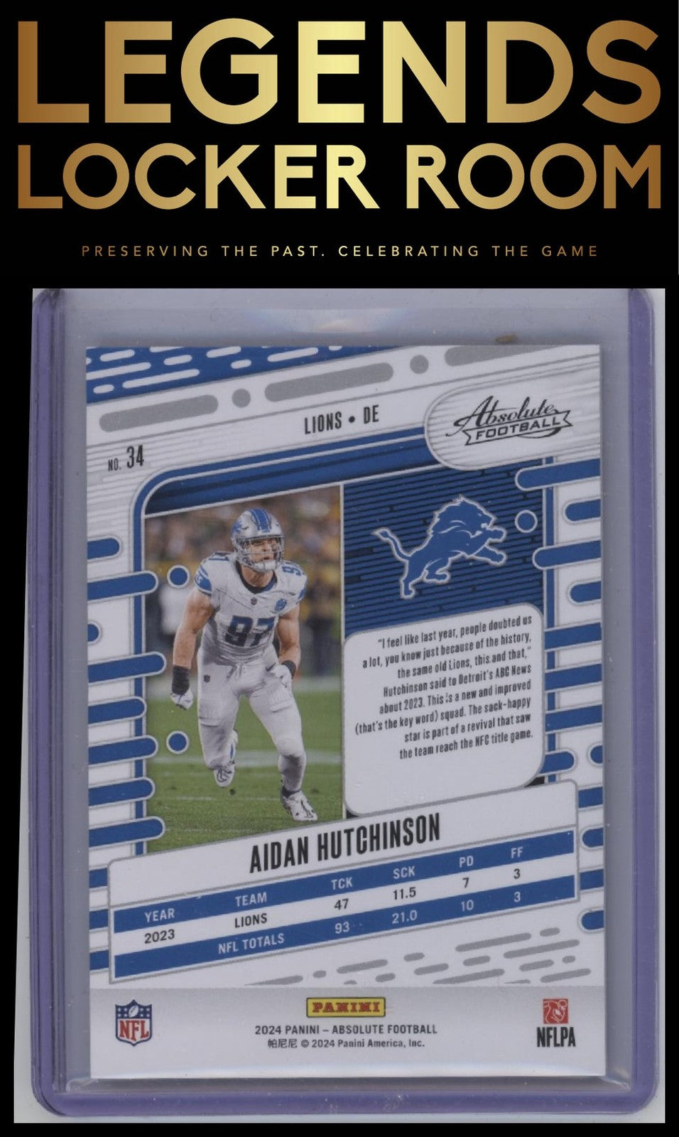 2024 Panini Absolute #34 Aidan Hutchinson Green Spectrum #/25