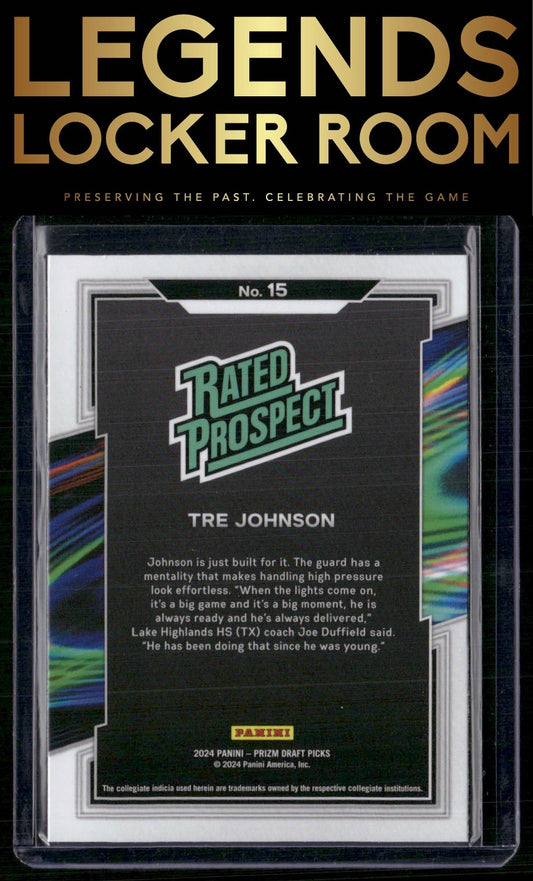 2024 Panini Prizm Draft Picks #15 Tre Johnson Rated Prospect