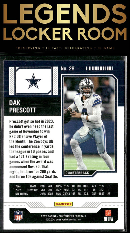 2023 Panini Contenders #28 Dak Prescott Season Ticket Retail