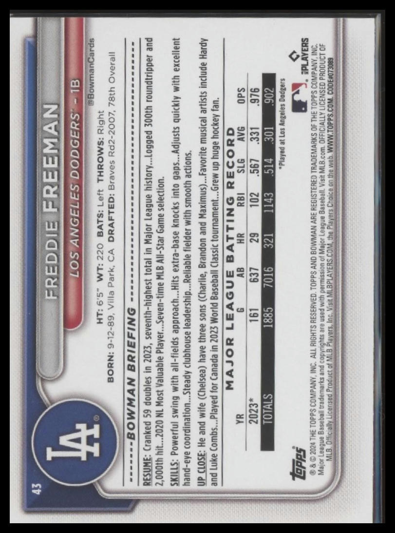 2024 Bowman #43 Freddie Freeman