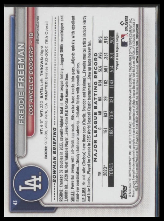 2024 Bowman #43 Freddie Freeman