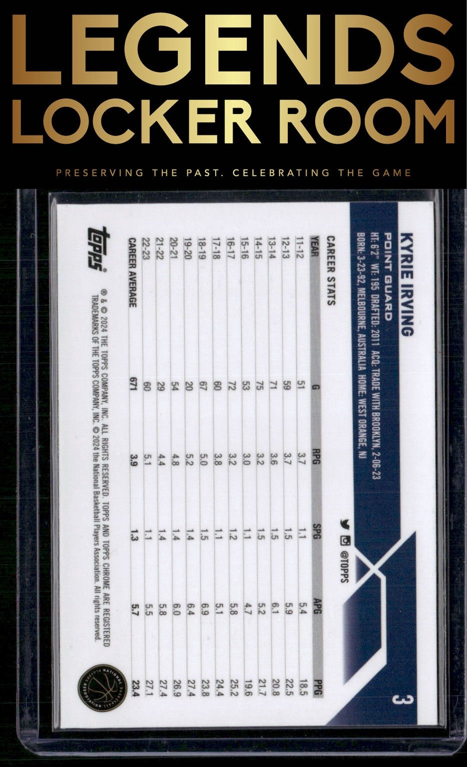 2023-24 Topps Chrome Sapphire #3 Kyrie Irving