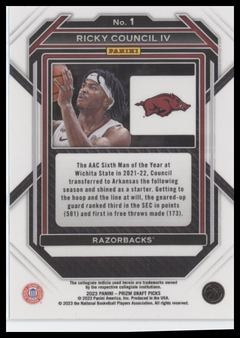 2023 Panini Prizm Draft Picks #1 Ricky Council IV