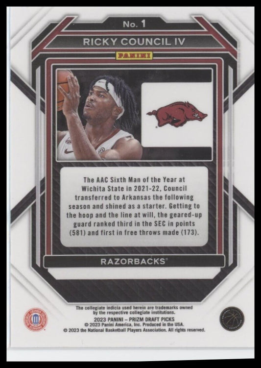 2023 Panini Prizm Draft Picks #1 Ricky Council IV