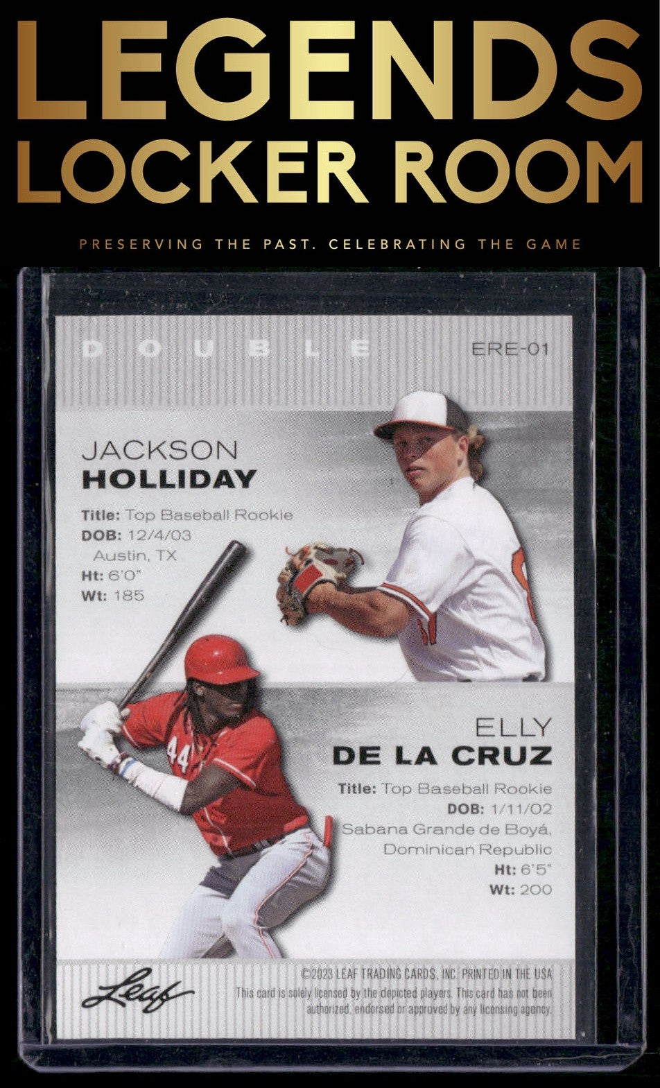 2023 Leaf #ERE-01 Elly De La Cruz / Jackson Holiday exclusive rookie edition