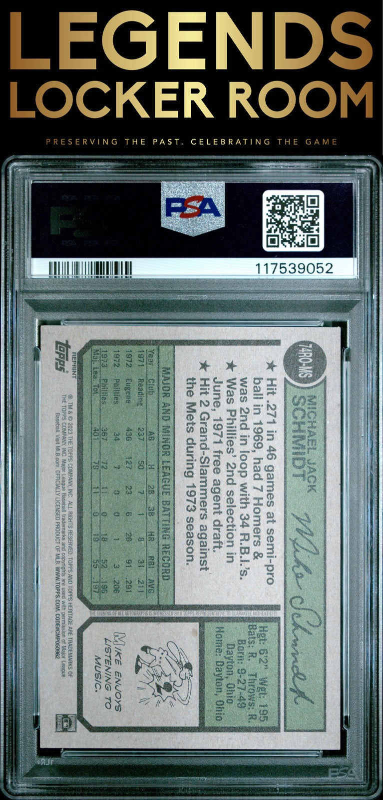 2023 Topps Heritage Real One Autograph Mike Schmidt PSA 9