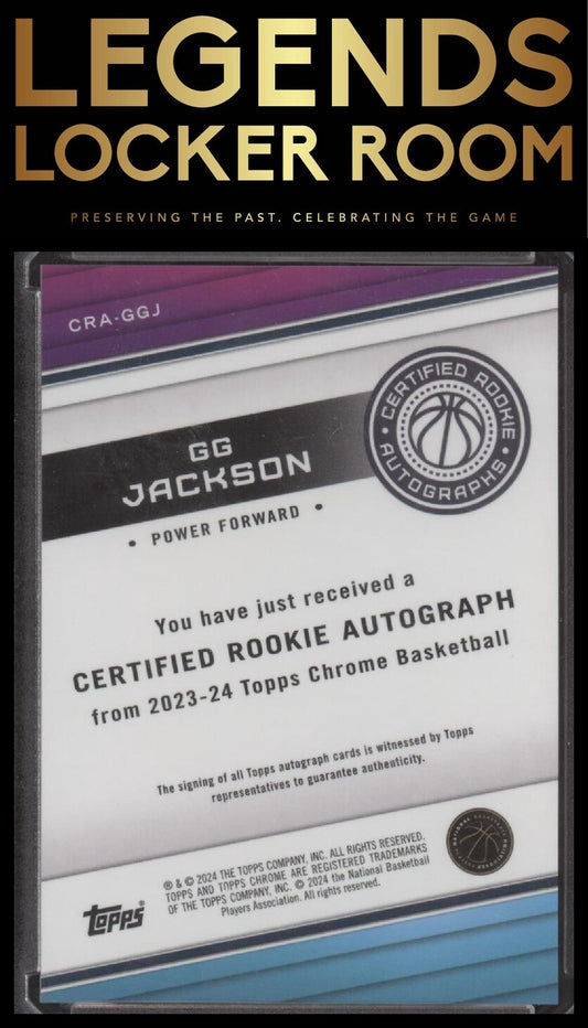 2023-24 Topps Chrome #CRA-GGJ GG Jackson Certified Rookie Autographs