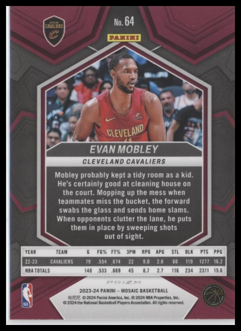 2023-24 Panini Mosaic #64 Evan Mobley Silver Disco Prizm