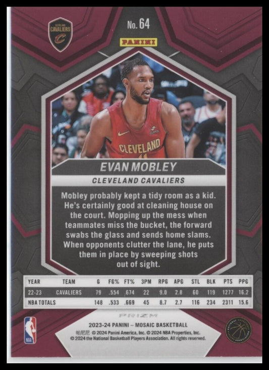 2023-24 Panini Mosaic #64 Evan Mobley Silver Disco Prizm
