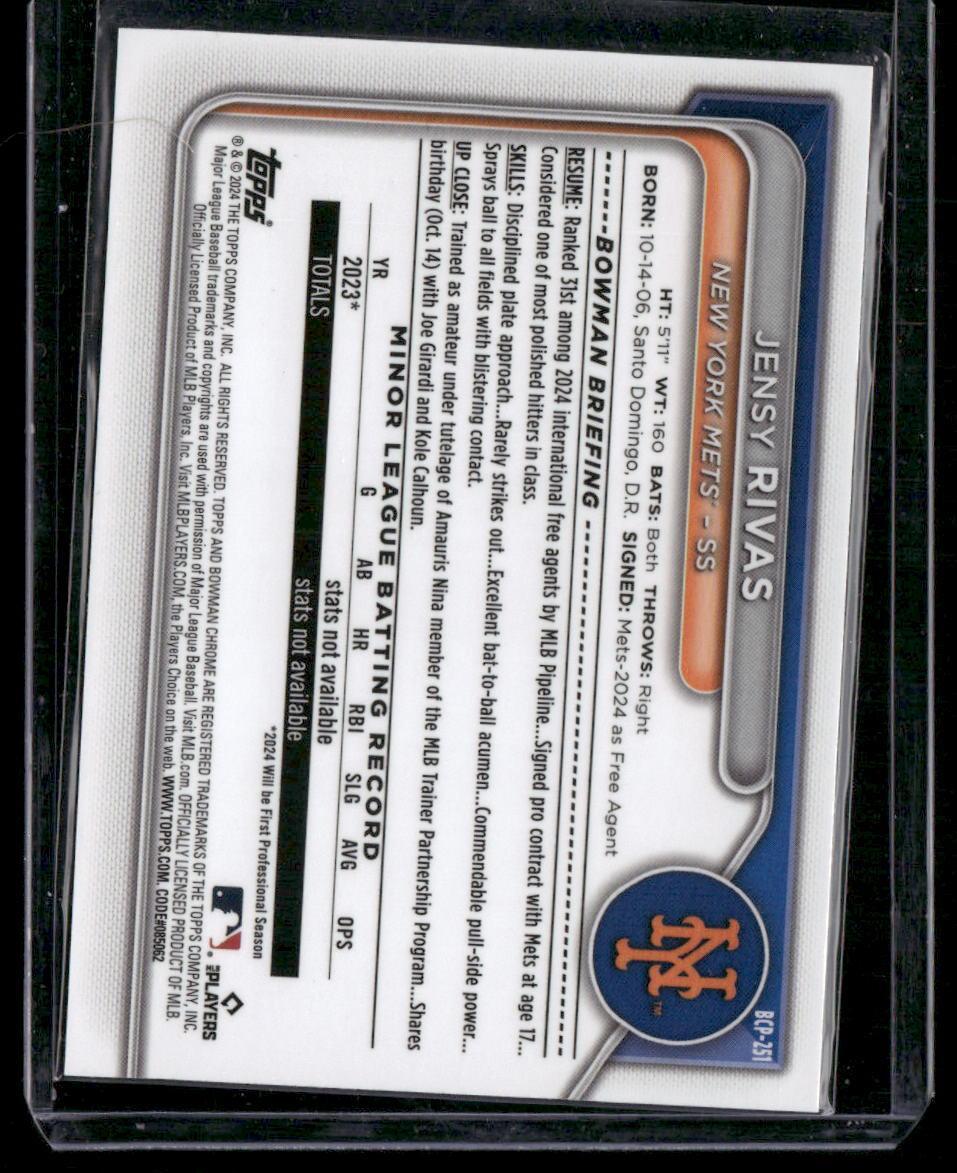 2024 Bowman Chrome #BCP-251 Jensy Rivas Prospects