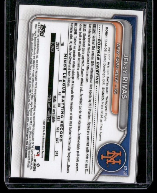 2024 Bowman Chrome #BCP-251 Jensy Rivas Prospects