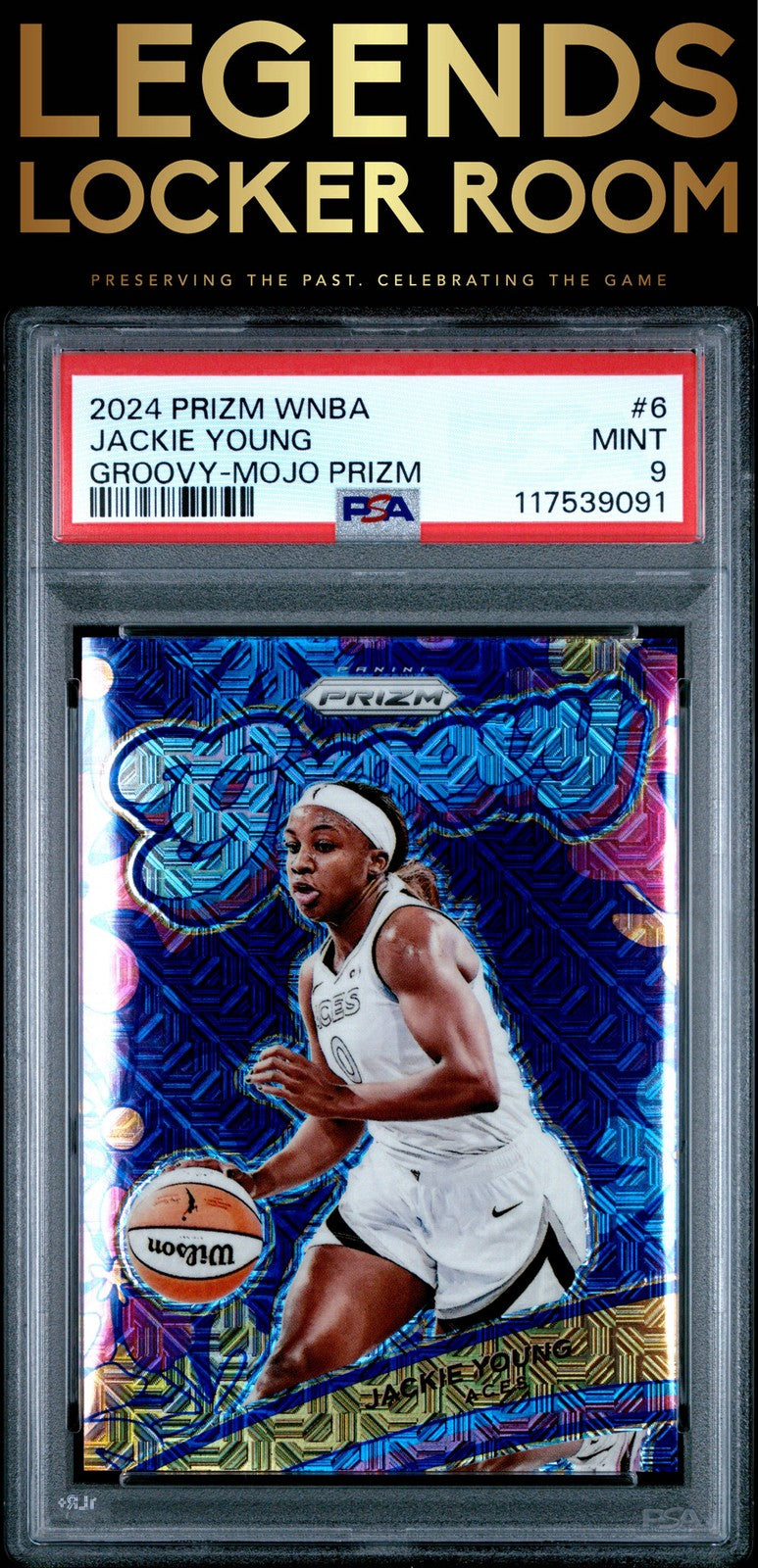 2024 Panini Prizm Wnba Groovy #6 Jackie Young Groovy-Mojo Prizm PSA 9