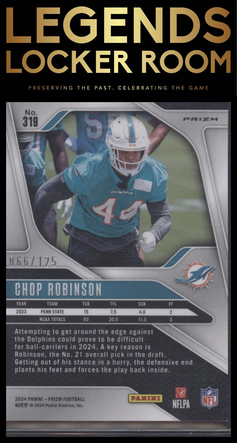 2024 Panini Prizm #319 Chop Robinson Purple #/125