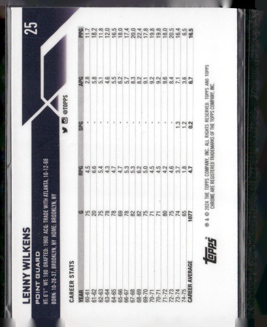 2023-24 Topps Chrome #25 Lenny Wilkens