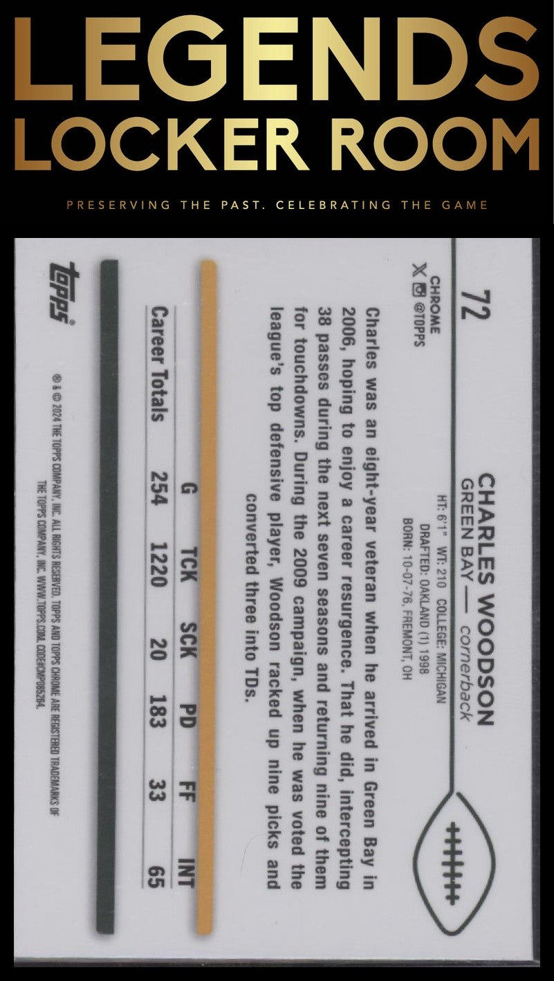 2024 Topps Chrome #72 Charles Woodson Yellow Geometric Refractor #/75