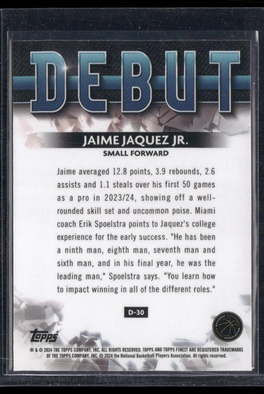2023-24 Finest #D-30 Jaime Jaquez Jr. Debut Blue Refractors #/150