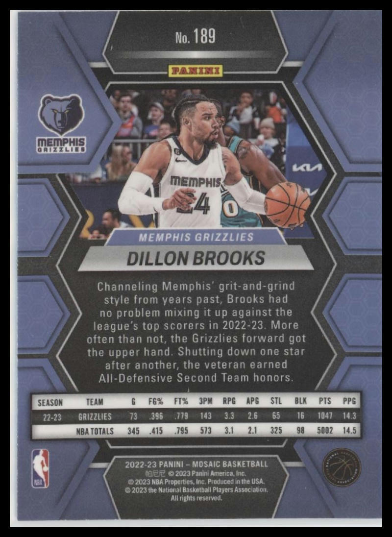 2022-23 Panini Mosaic #189 Dillon Brooks