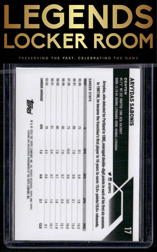 2023-24 Topps Chrome Sapphire #17 Arvydas Sabonis