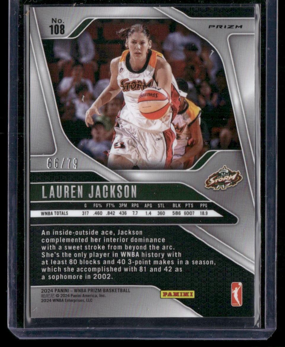 2024 Panini Prizm WNBA #108 Lauren Jackson Pink Velocity Prizms #/79