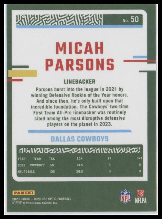 2023 Donruss Optic #50 Micah Parsons