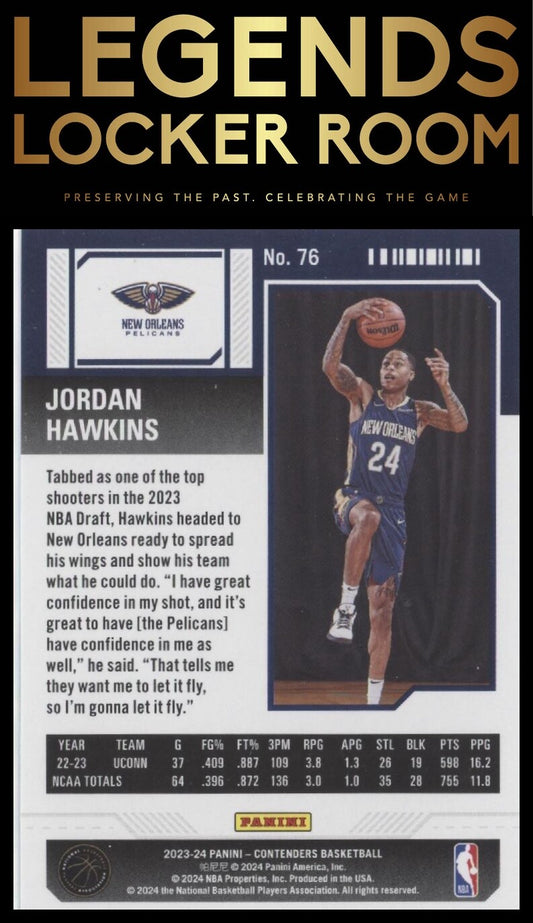 2023-24 Panini Contenders #76 Jordan Hawkins Season Ticket Retail