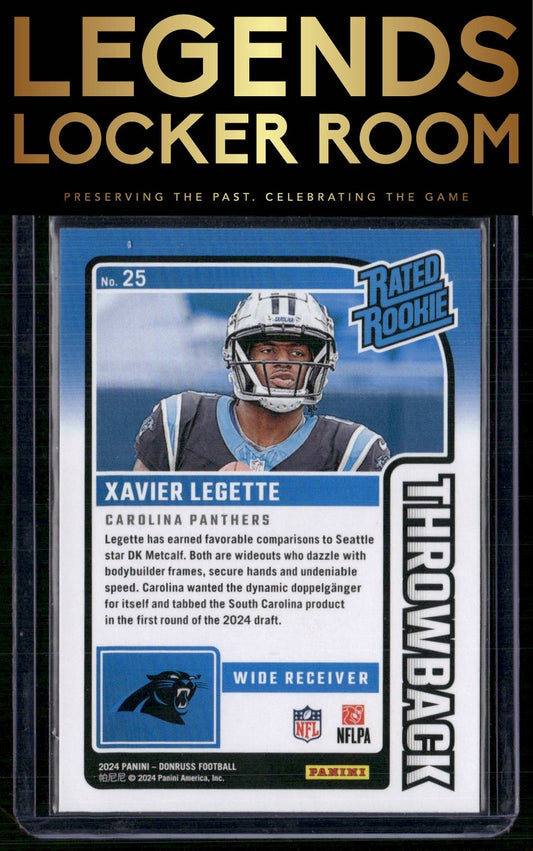 2024 Donruss #25 Xavier Legette Rated Rookies Throwback