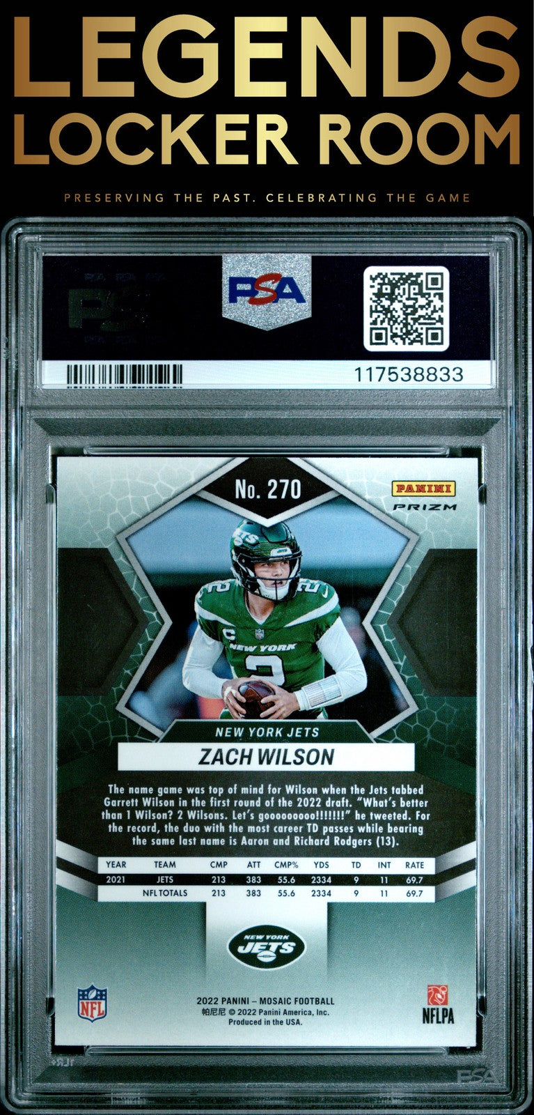 2022 Panini Mosaic #270 Zach Wilson Genesis PSA 10