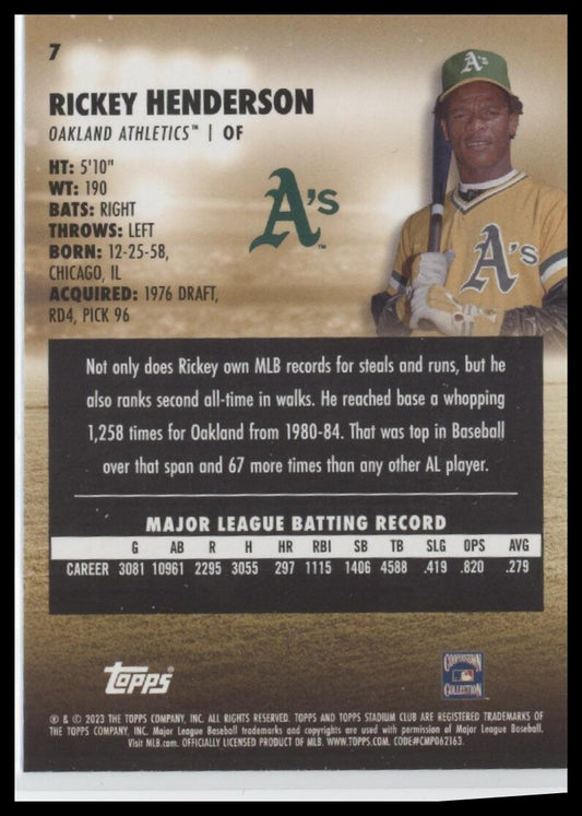 2023 Stadium Club #7 Rickey Henderson