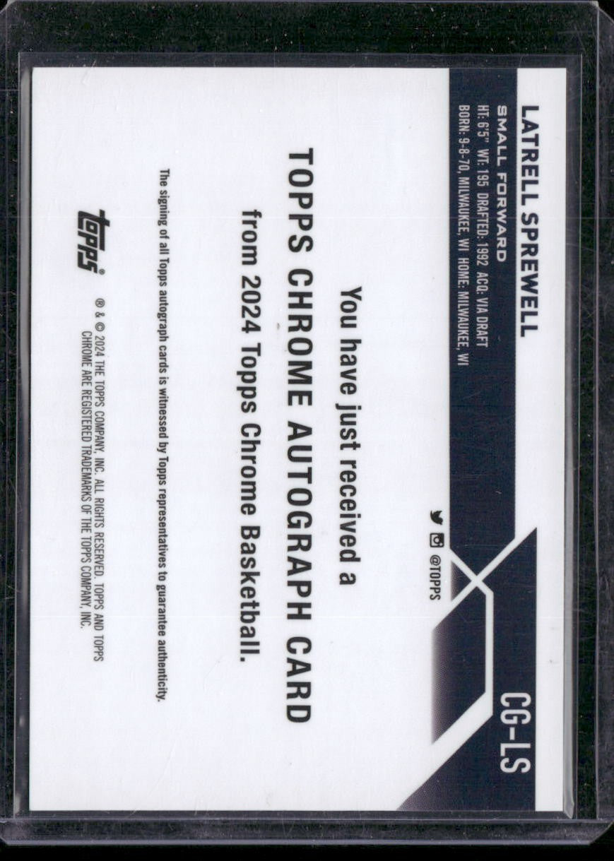 2023-24 Topps Chrome #CG-LS Latrell Sprewell Autographs Orange Refractors #/25