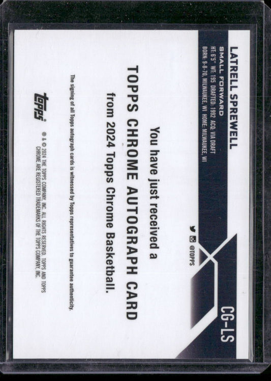 2023-24 Topps Chrome #CG-LS Latrell Sprewell Autographs Orange Refractors #/25