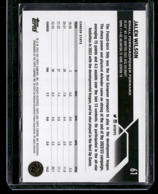 2023-24 Topps Chrome #61 Jalen Wilson