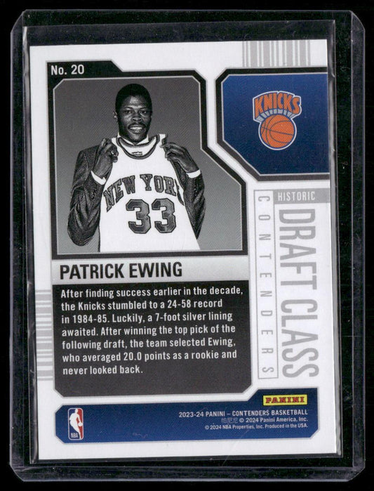 2023-24 Panini Contenders #20 Patrick Ewing Historic Draft Class Contenders